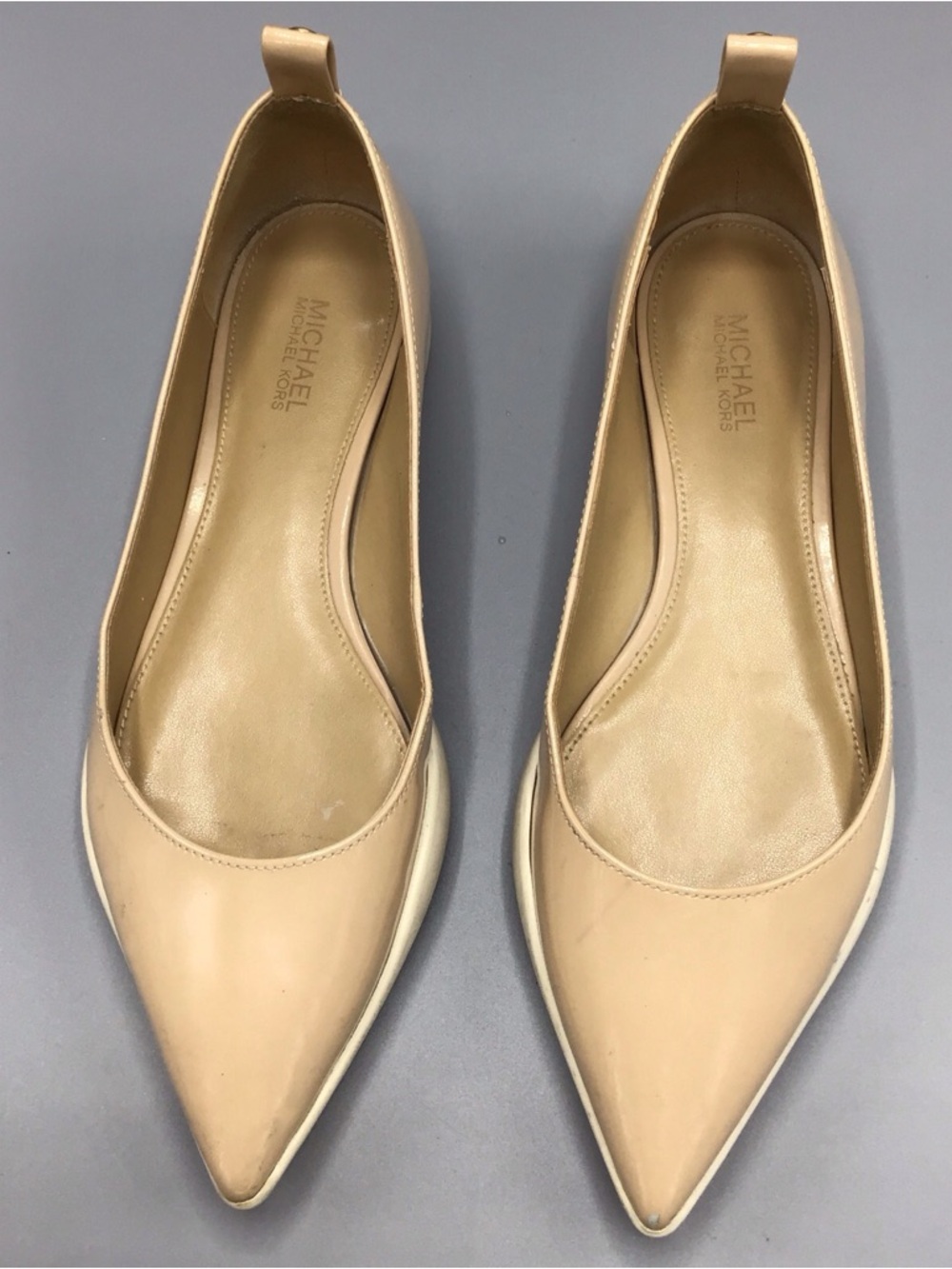 Michael Kors Nude Patent Pointed Ballet Flats - Picture 3 of 7